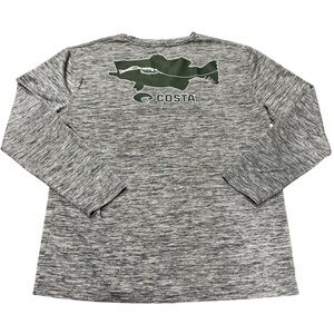 Costa Tech Species Bass Performance Long Sleeve Shirt Gray Green Size Large